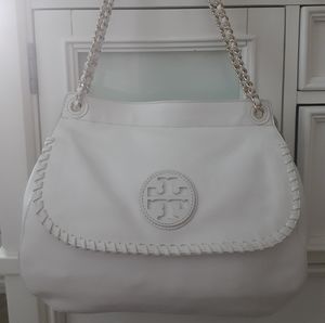 Tory Burch Marion Ivory Leather Saddlebag